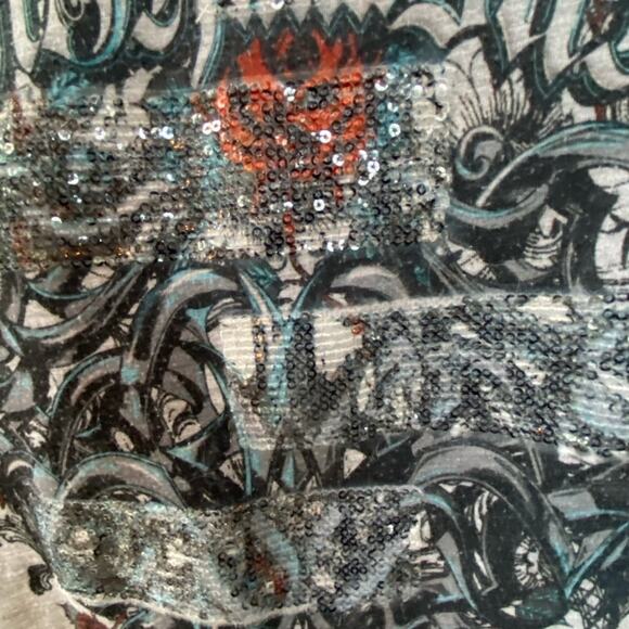 Crash and Burn Embellished Rose Shirt S - Picture 4 of 5